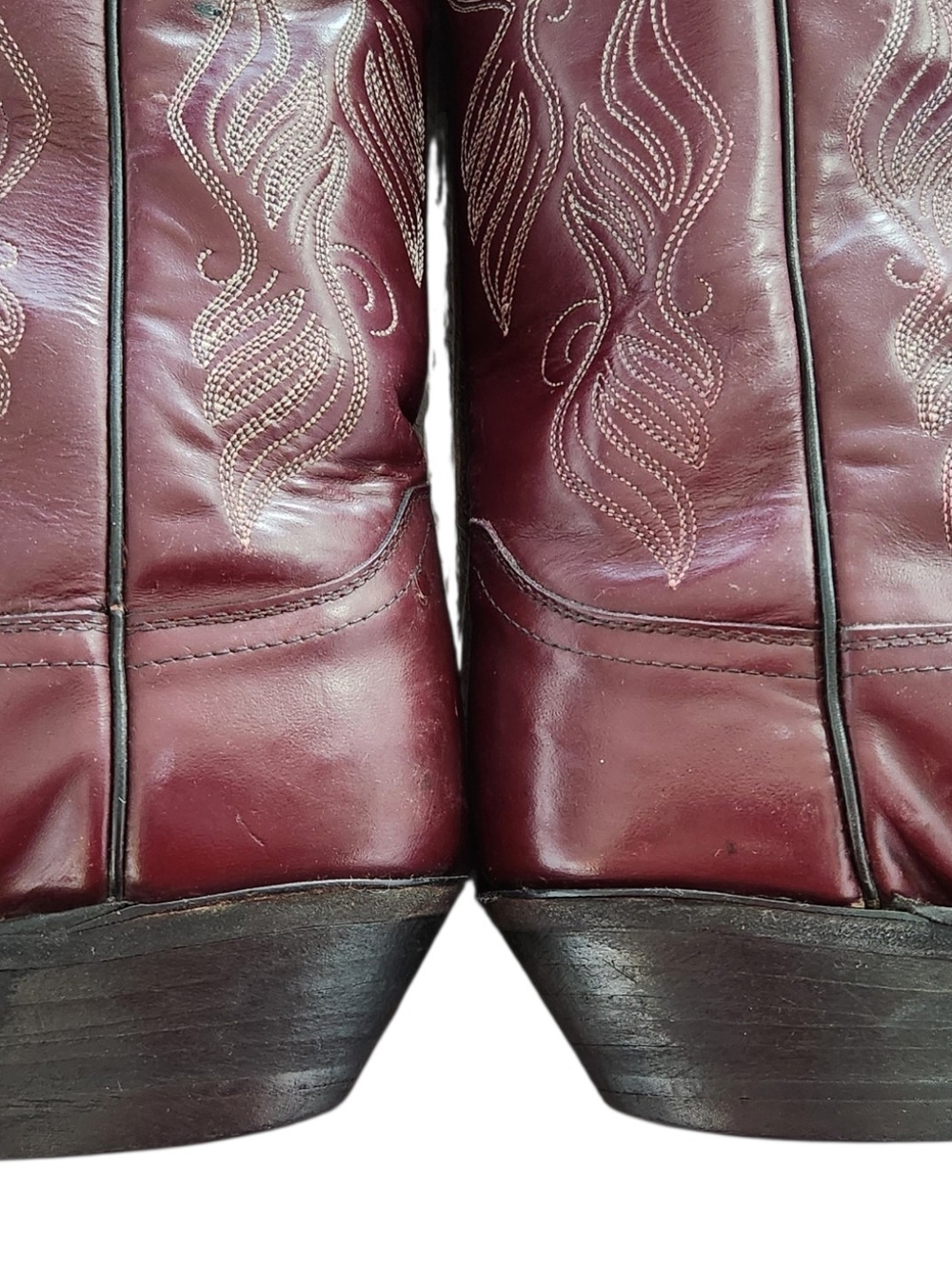 Justin Rare Vintage Oxblood Brown Leather Cowboy Boots, Women's 7B - Picture 3 of 10